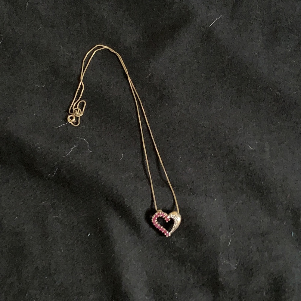 Gold vermeil ruby and diamond necklace